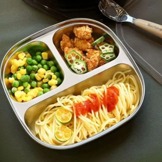 Assiette bebe compartiment - Inox