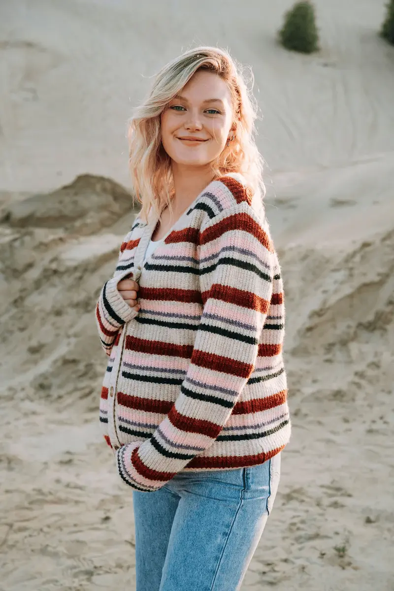 Cardigan rayé multicolore