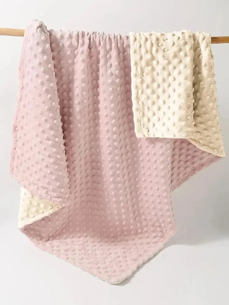 Couverture bébé rose et beige