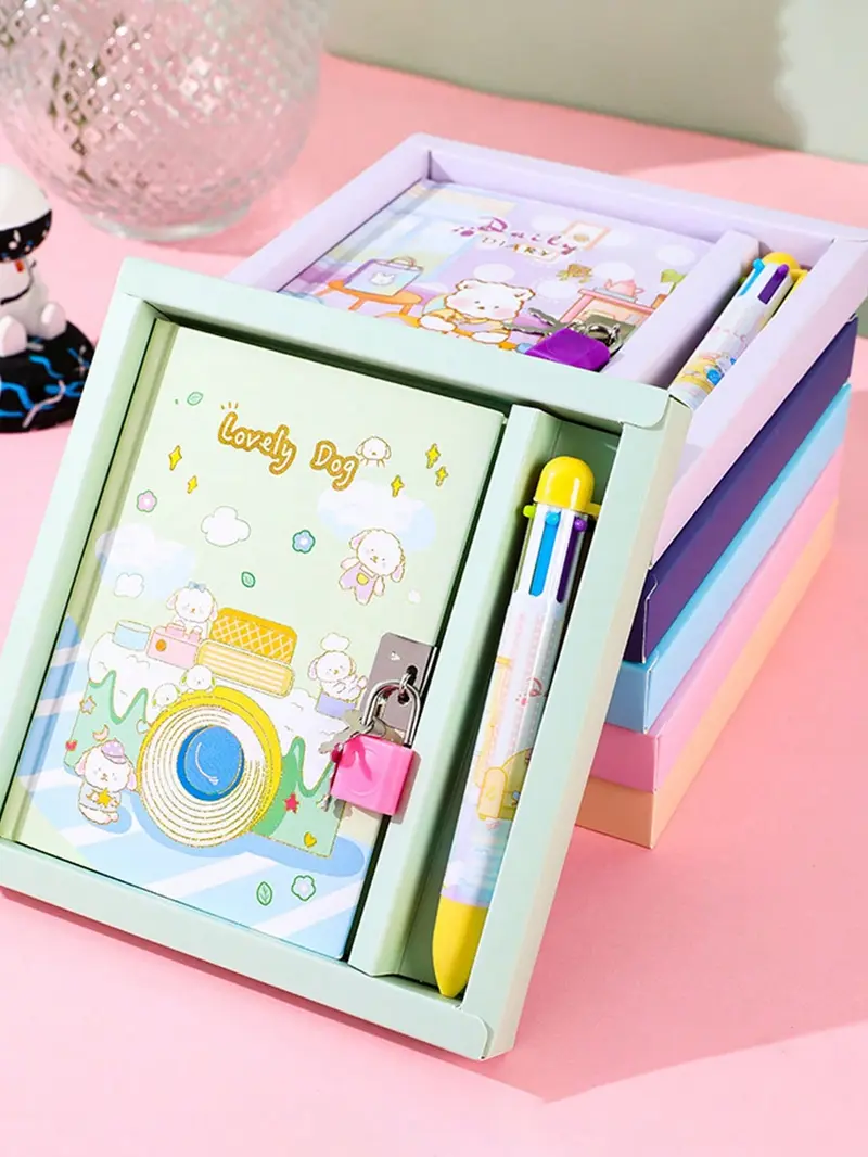 Cute Cartoon Lockable Journal Set Storage Box