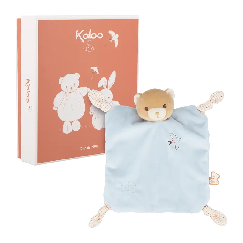 Doudou ours bleu intemporel