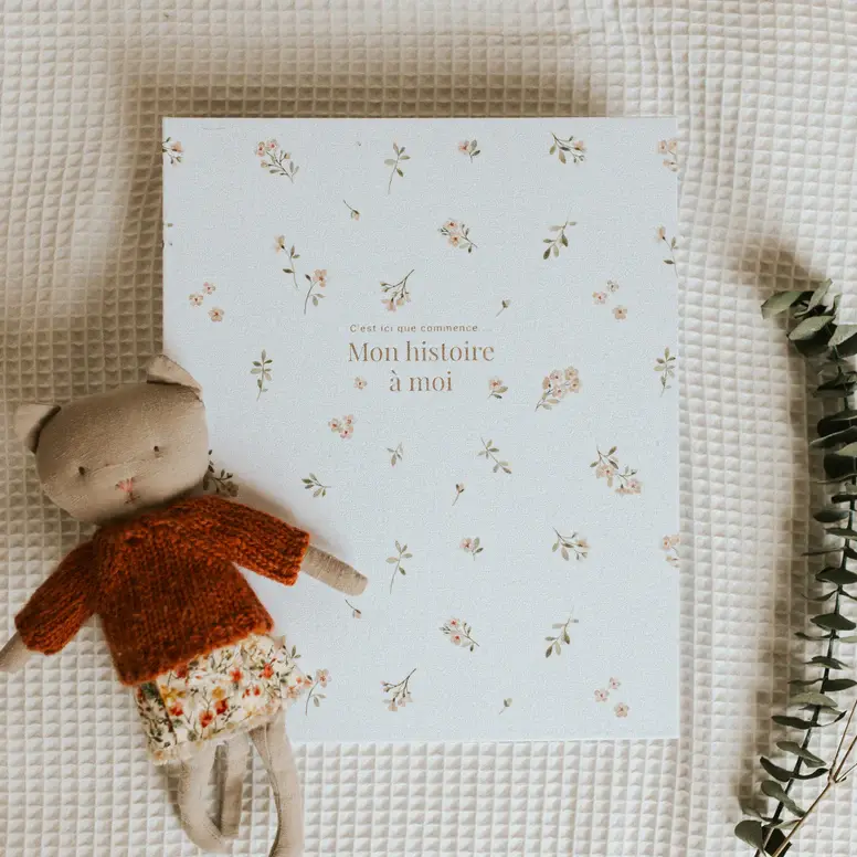 Livre de bébé - Floral beige