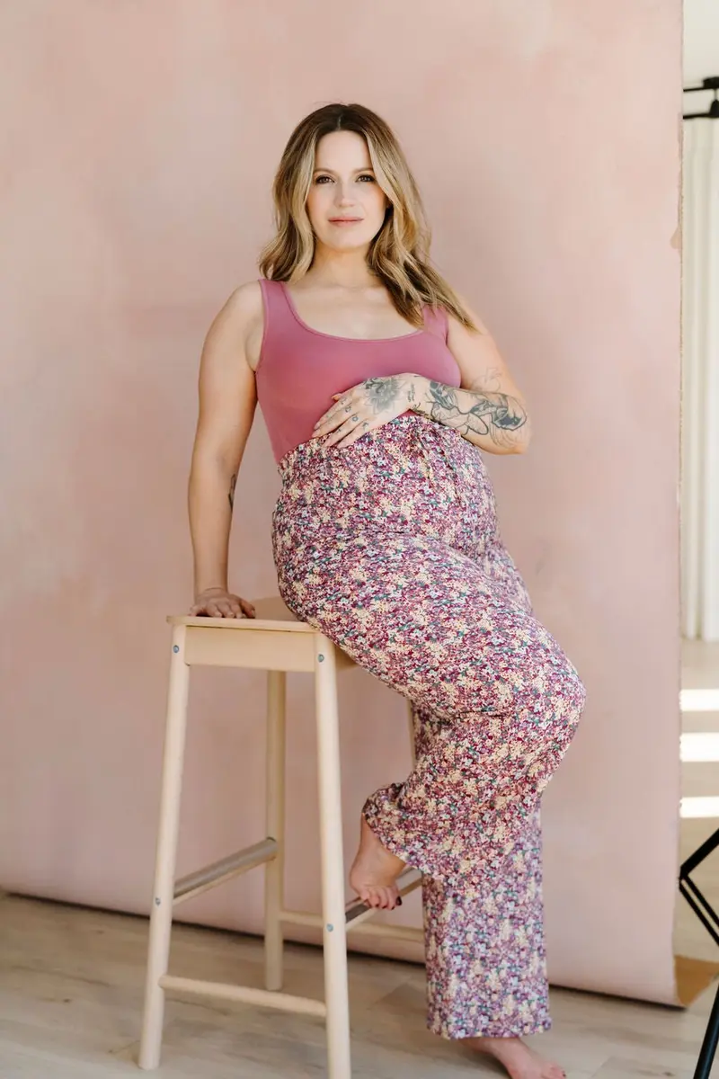 Pantalon taille élastique magenta