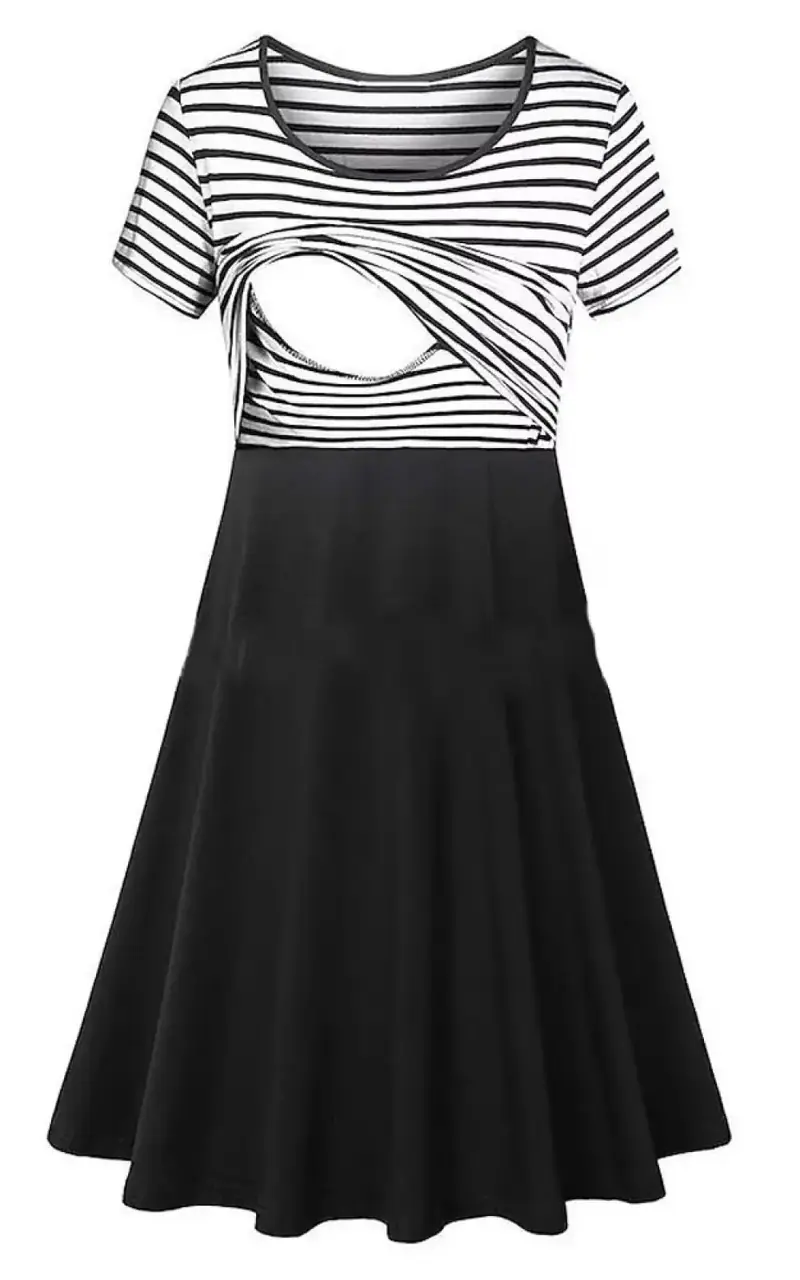 Robe Allaitement Bicolore Rayée